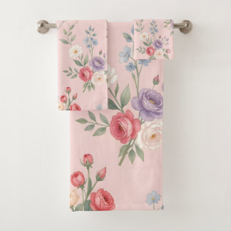 Rojos Flores Chic Watercolor Bouquet Baño