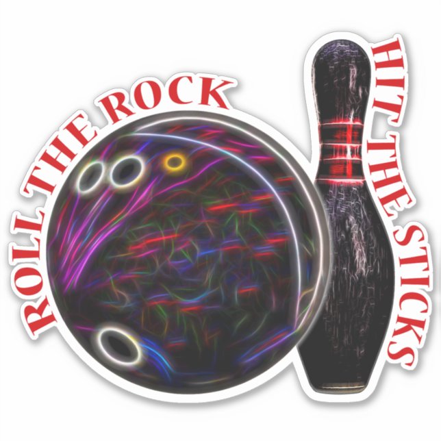 Roll the Rock, Bowling Ball & Pin, Pegatina Vinyl (Anverso)