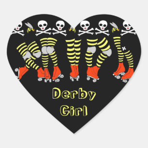 Roller Derby Heart Shaped Pegatinas
