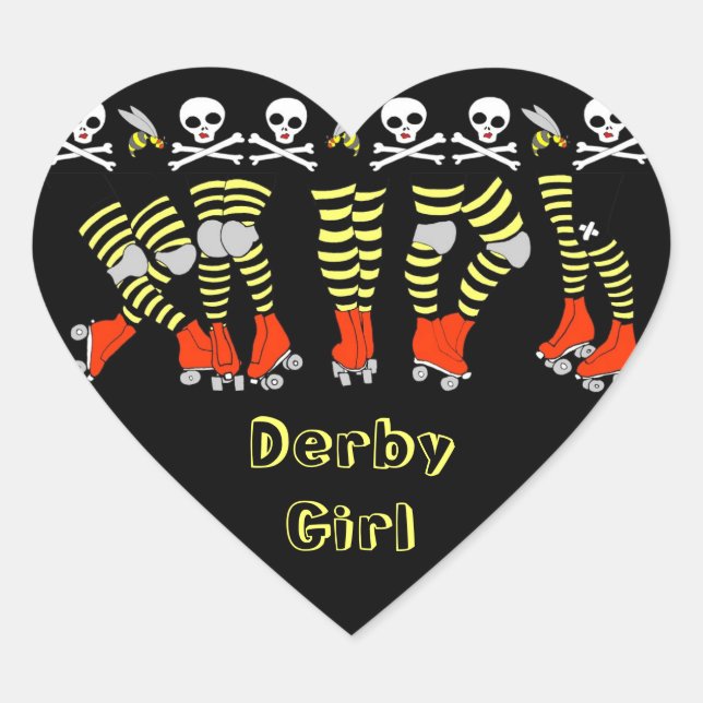 Roller Derby Heart Shaped Pegatinas (Anverso)