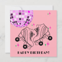 Roller Skates Derby Skating Pink Disco Cumpleaños