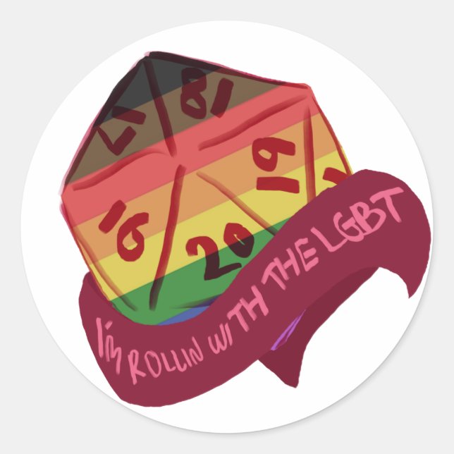 Rolling with the LGBT - DnD pegatina (Anverso)