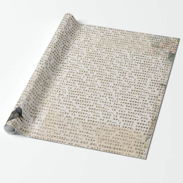 Rollo antiguo del papel de embalaje del pájaro y (Desenrollado)