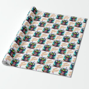 Rollo de papel de envolvimiento de regalo de cumpl
