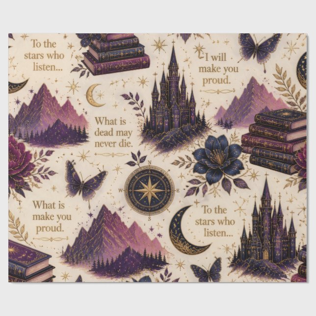 Rollo de Papel de Regalo Celestial de Fantasía Lit (Superficie plana)