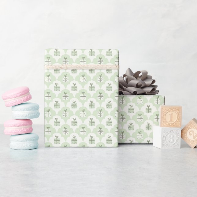 Rollo de papel de regalo con patrón de cajas de re (Baby Shower)