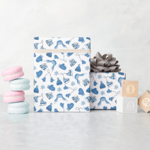 Rollo de papel de regalo con patrón de invierno di