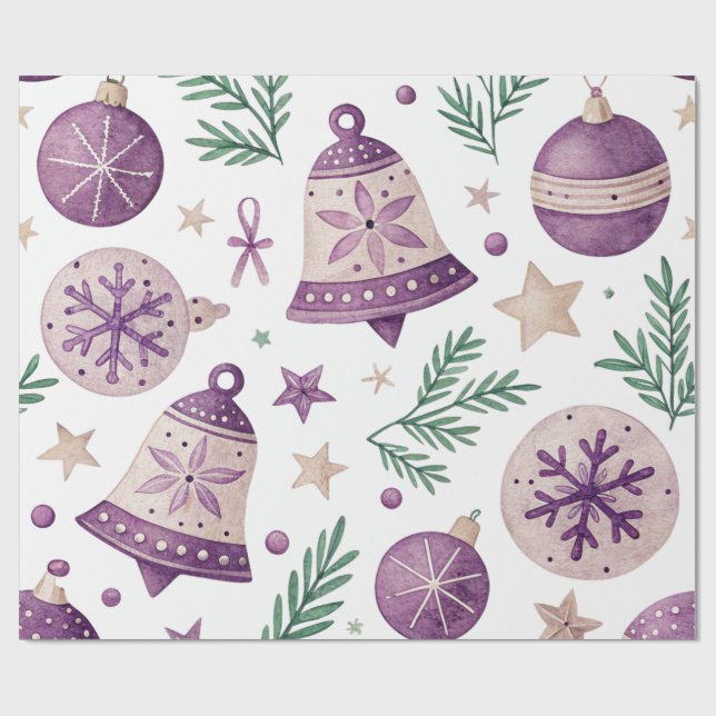 Rollo de Papel de Regalo de Navidad Morado de Lujo (Superficie plana)