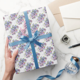 Rollo de papel de regalo - Flores lavanda y rosada