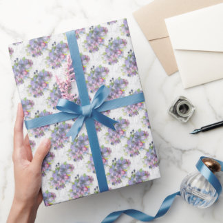 Rollo de papel de regalo - Flores lavanda y rosada