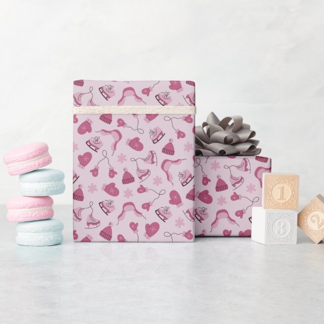 Rollo de papel de regalo rosa con patrón de invier (Baby Shower)