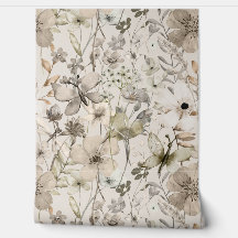 Rollo de papel pintado beige paraíso floral