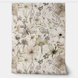 Rollo de papel pintado beige paraíso floral