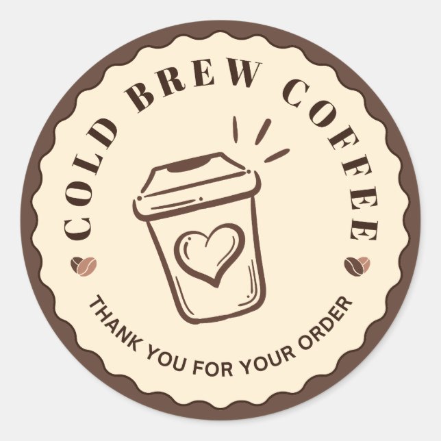 Rollo de Pegatinas de Café Marrón Logo de Café Min (Anverso)