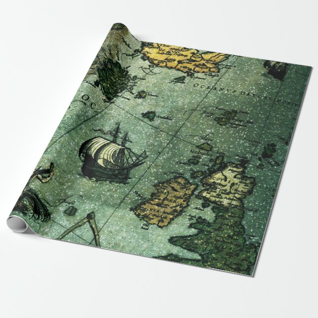 Rollo del papel de embalaje del mapa del mar (Desenrollado)