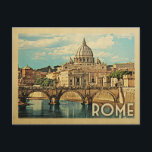 Roma Italia Viaje con tarjeta postal<br><div class="desc">Roma Italia diseño en estilo Viaje Vintage con la basílica de San Pedro.</div>