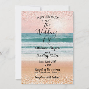 Romance costero: Elegante invitación a la boda en 