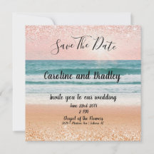 Romance de costa: Elegante invitación de playa par