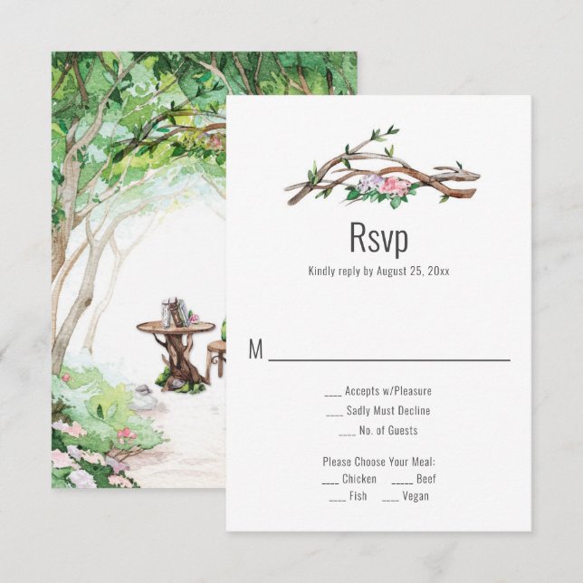 Romance ecléctico - Woodland Path Wedding RSVP (Anverso / Reverso)