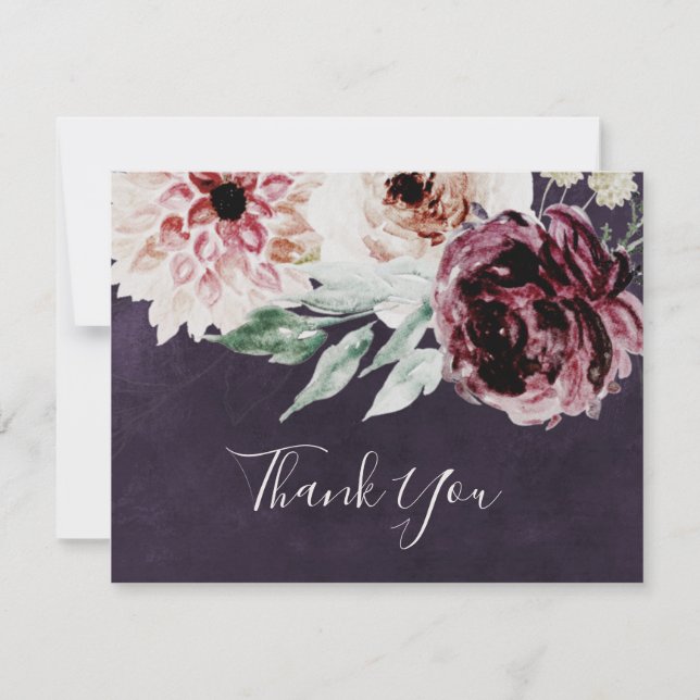 Romance floral | Plum Gracias Tarjeta (Anverso)