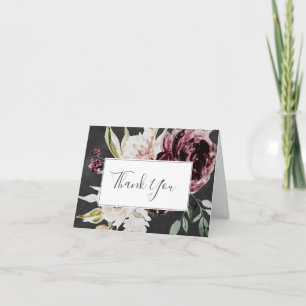 Romance floral   Tarjeta de agradecimiento gris