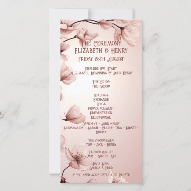 Romance floreciente: un tema de Boda floral comple (Anverso)