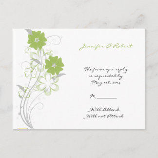 Romance incipiente en la tarjeta postal RSVP verde