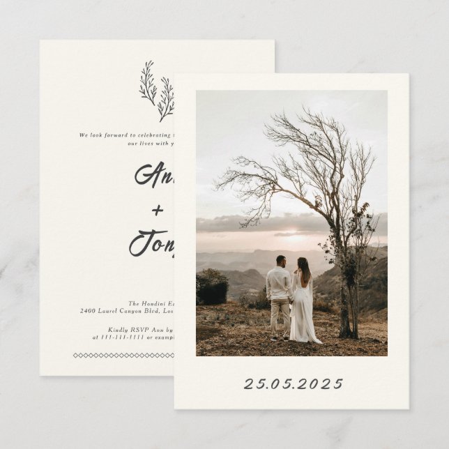 Romance Moderno del Desierto Bohemi| Invitación de (Anverso / Reverso)