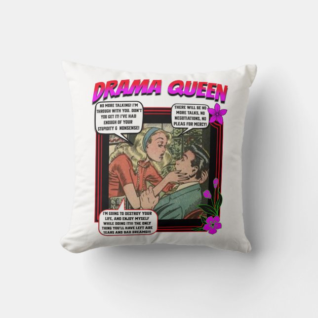 Romance retro - Reina del drama - Cojín decorativo (Anverso)