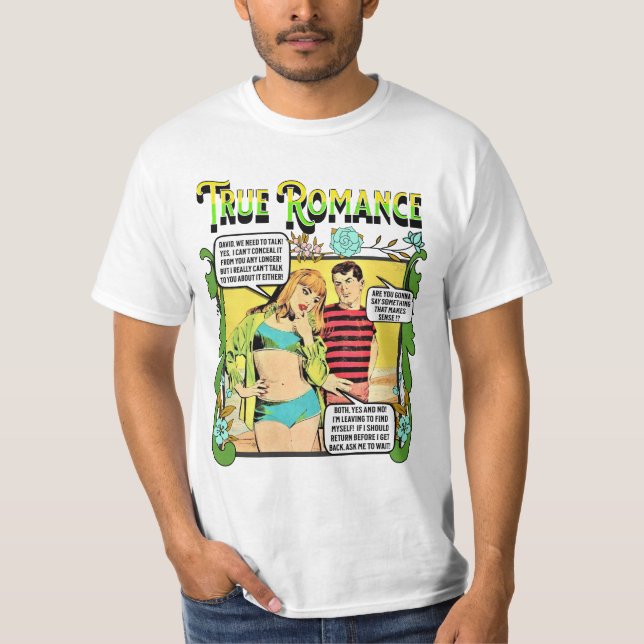 Romance retro - Verdadero romance - Camiseta mascu (Anverso)