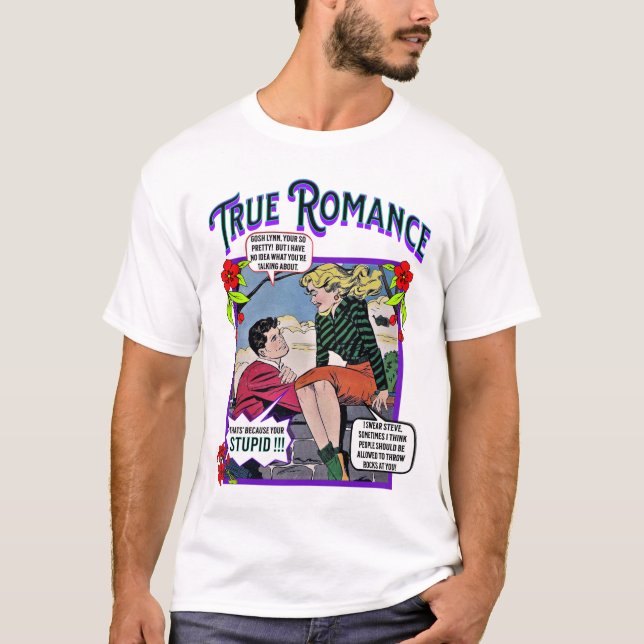 Romance retro - Verdadero romance - Camiseta mascu (Anverso)