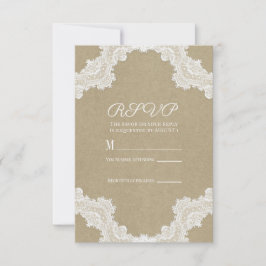 Romance Rústico Elegante Encaje Blanco y RSVP Kraf