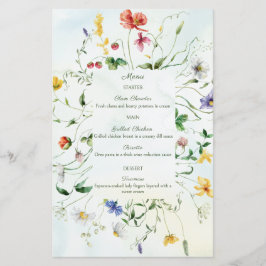 Romance verde y blanco menú Rústico Boda