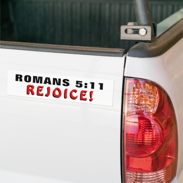 Romanos 5:11 ¡Regocíjate! Calcomanía (En Camión)