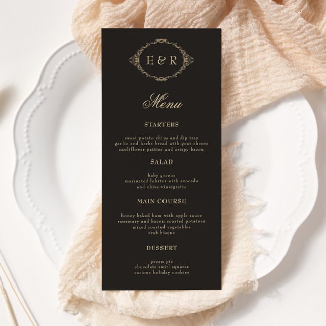 Romantic Baroque Ornate Frame Wedding Menu Card (Subido por el creador)