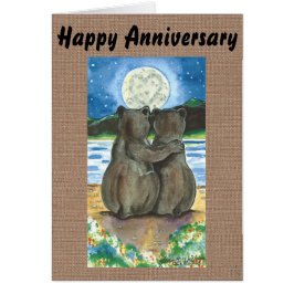 Romantic Bears Watching Moon Custom Anniversary