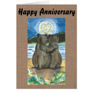 Romantic Bears Watching Moon Custom Anniversary