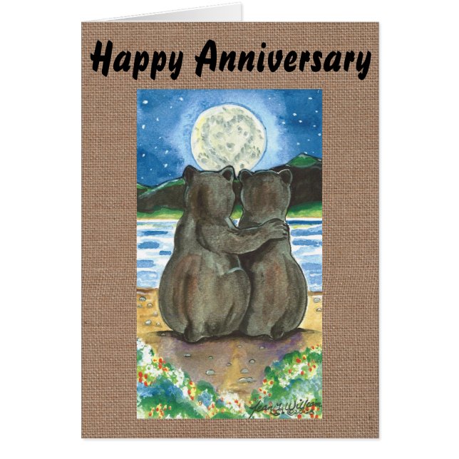 Romantic Bears Watching Moon Custom Anniversary (Frente)