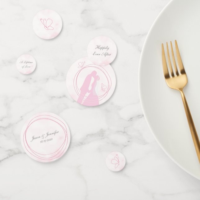 Romantic Dreamy Boda Pink Couple Table Confetti (Grupo)