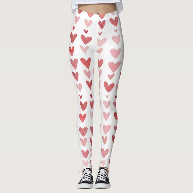 Romantic Heart Pattern Leggings – Perfect Valentin (Anverso)