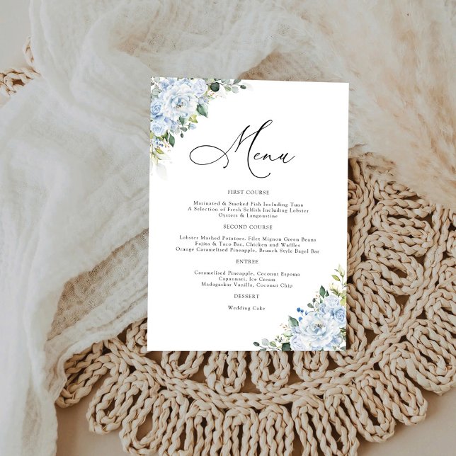 Romantic Light Blue Floral Wedding Menu (Subido por el creador)