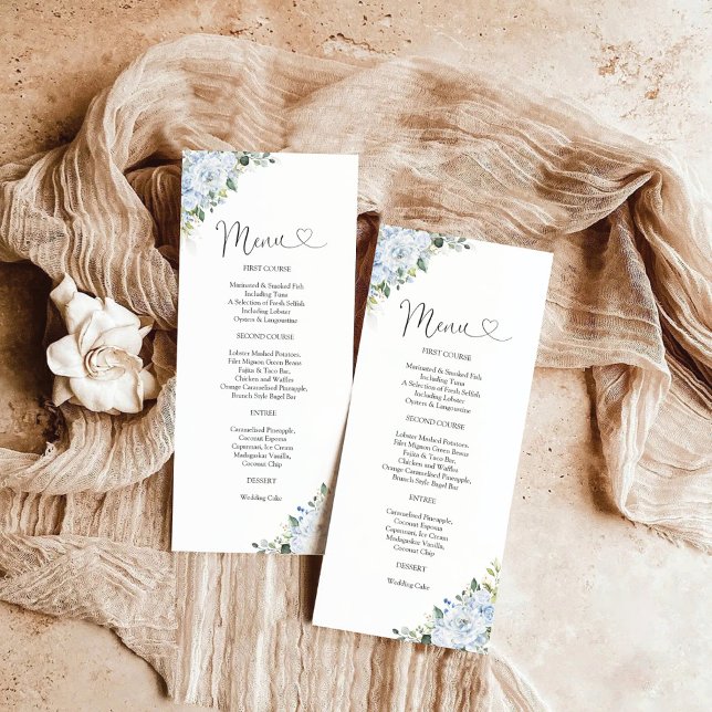 Romantic Light Blue Floral Wedding Menu (Subido por el creador)