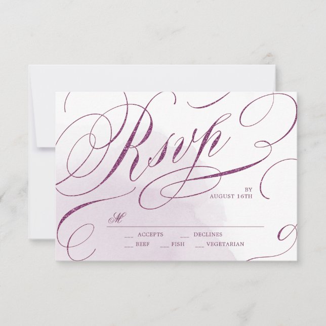 Romantic Moody plum calligraphy RSVP (Anverso)