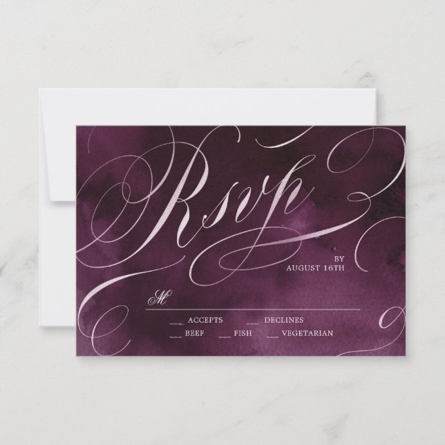 Romantic Moody plum calligraphy RSVP (Anverso)