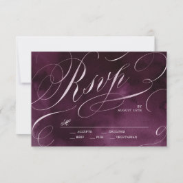Romantic Moody plum calligraphy RSVP