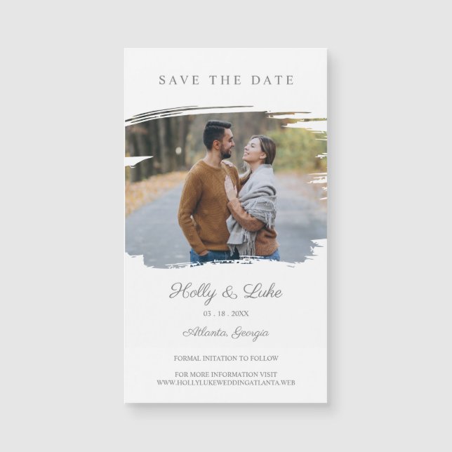 Romantic Photo & Simulated Brush for Save the Date (Anverso)