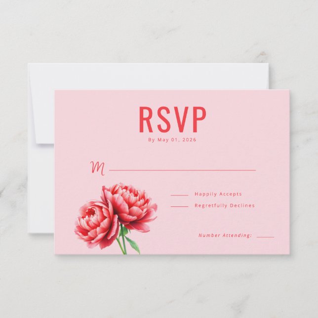 Romantic Pink Floral RSVP (Anverso)