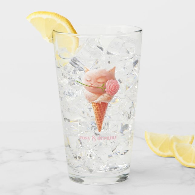 Romantic Rose: Miss Meow Pink Ice Cream Cone Art (Anverso (hielo))