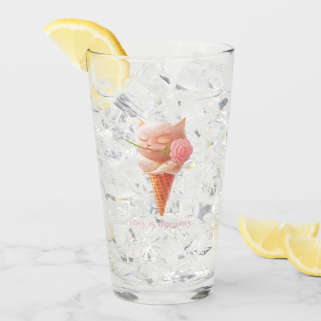 Romantic Rose: Miss Meow Pink Ice Cream Cone Art (Anverso (hielo))