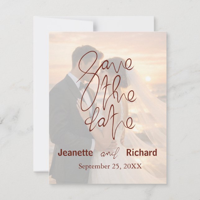 Romantic Sunset Beach Wedding Save the Date (Reverso)